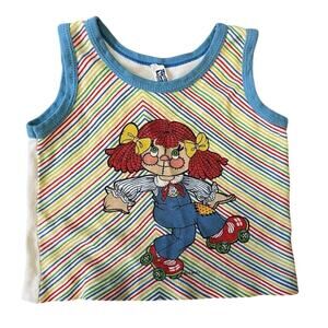VTG 80s Woolworth Cotton Raggedy Ann Roller Skating Tank Top Kids Size 24 Months